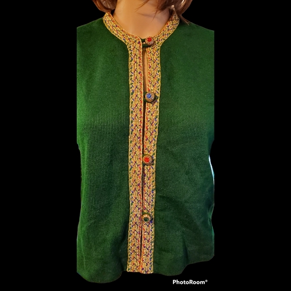 True Vintage NILANI Cardigan Sweater Jewel Buttons Metallic Embroidery Sz M - Picture 5 of 14